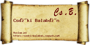 Csáki Balabán névjegykártya
